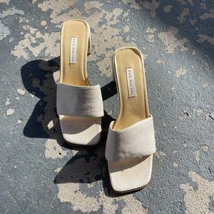 ann marino shoes vintage linen slides ivory Lenticular High Heel sandals